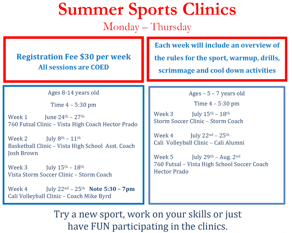 Sports Clinics Boys and Girls Club of Vista Athletics